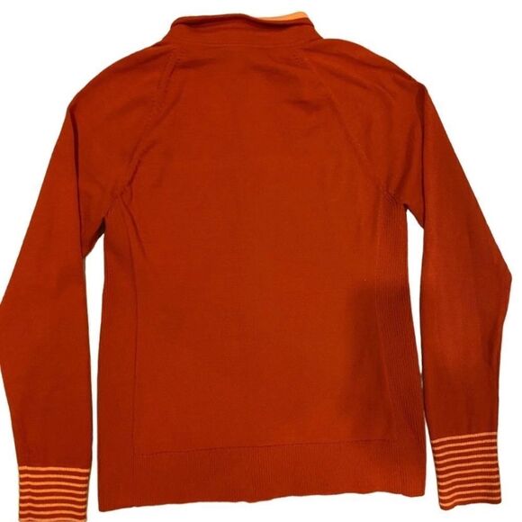REI Womens Rendezvous CoolMax Orange Striped Full Zip Cardigan Sweater Large‎ - Picture 4 of 5